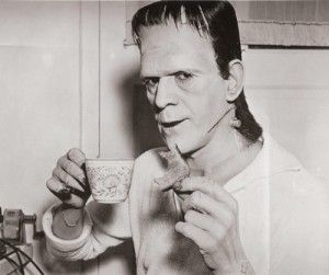 Boris Karloff en el set de El hijo de Frankenstein